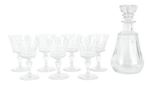 Vintage Baccarat Crystal Decanter & Glasses - Set of 8