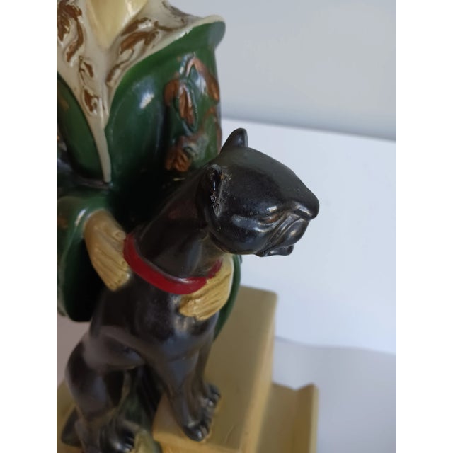 Art Deco Vintage Mid 20th Century Stately Standing Black Panther Lamp Continental Art Co For Sale - Image 3 of 10