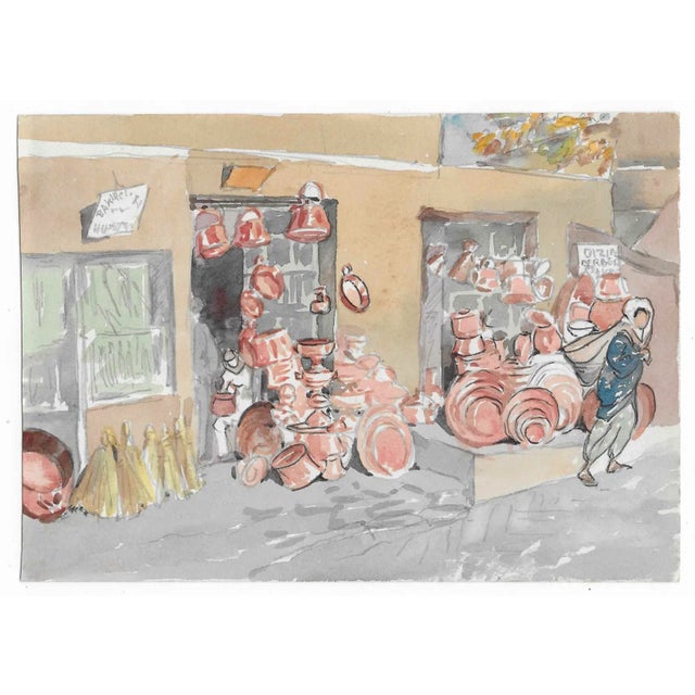 Painting by English artist Ivy Attwell (1895-1985). Attwell traveled extensively all over the world and recorded her...