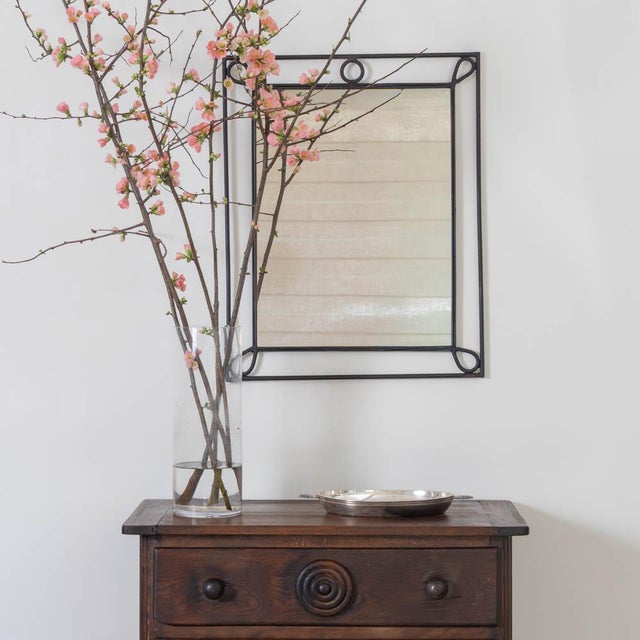 Beautiful iron mirror from France, 1950s. Large vintage rectangular iron frame with lovely loop iron detail. Original iron...