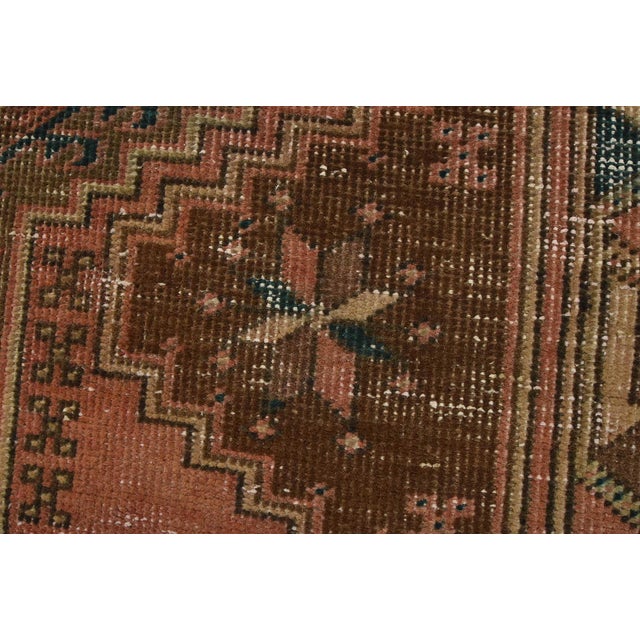 Sarab Runner 3'5'' X 10'11'' Brown Wool Semi-Antique Tribal Hand-Knotted Rug For Sale - Image 4 of 14