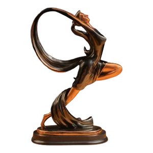 1920s Japanned Copper Art Deco Ribbon Dancer Statue