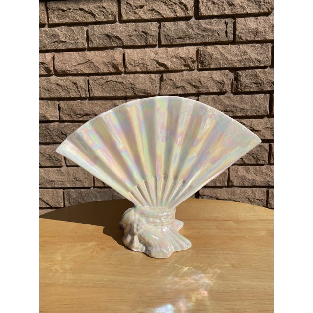 Vintage 1960s Iridescent Fan Vase For Sale - Image 10 of 11