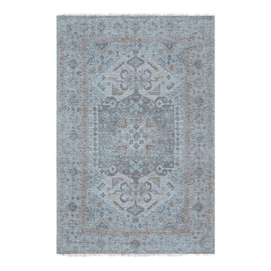 6x9 Fiona Vibrant Ivory Geometric Medallion Handmade Wool Carpet Rug