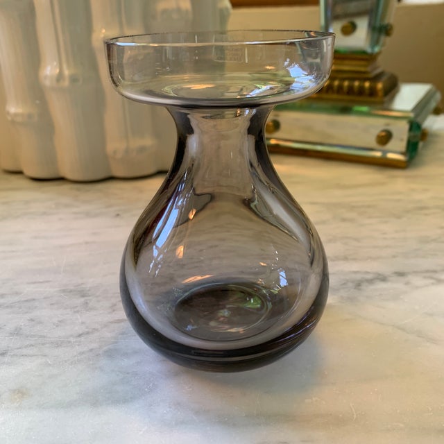 Mid-Century Modern Vintage English Smoked Crystal Bud or Bulb Forcing Vase by Wedgwood For Sale - Image 3 of 10