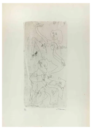 Mino Maccari, Figures, Etching, Mid-20th Century