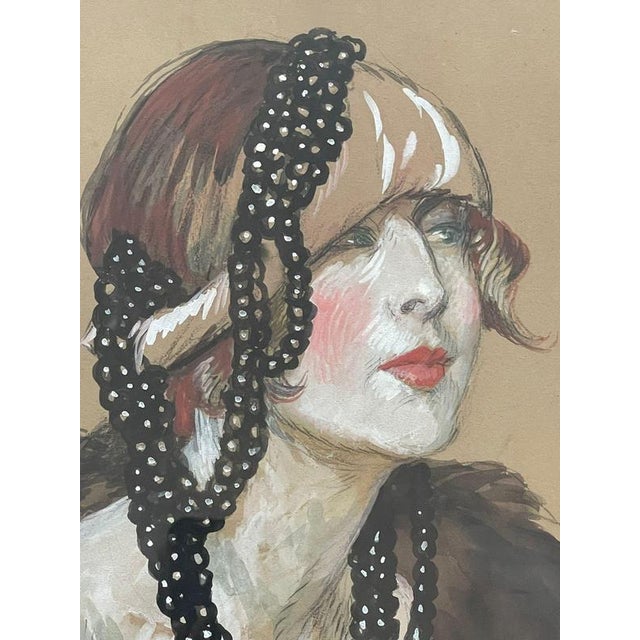 Jean-Gabriel Domergue, Portrait of a Woman, 1919, Canvas, Framed For Sale - Image 4 of 9