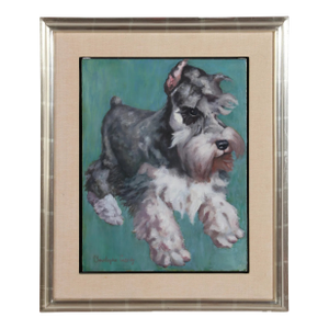 Original Miniature Schnauzer Dog Oil Painting by Christophe Cassidy