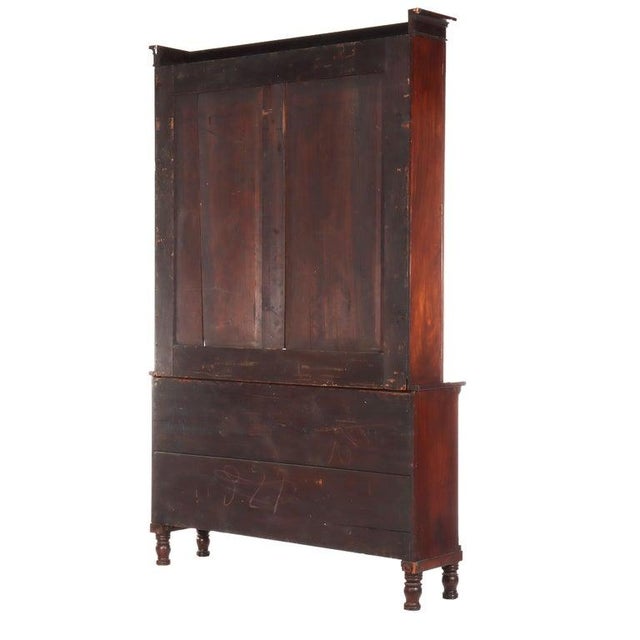 Oversized Antique Sheraton Flame Mahogany Step Back Cupboard C1830 For Sale - Image 17 of 18