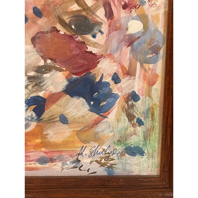 Plastic 1970s Abstract Original Art in Antique Frame For Sale - Image 7 of 8