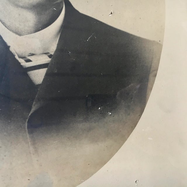 Paper Early 1900s Portrait of a Gentleman With Striped Cravat For Sale - Image 7 of 9
