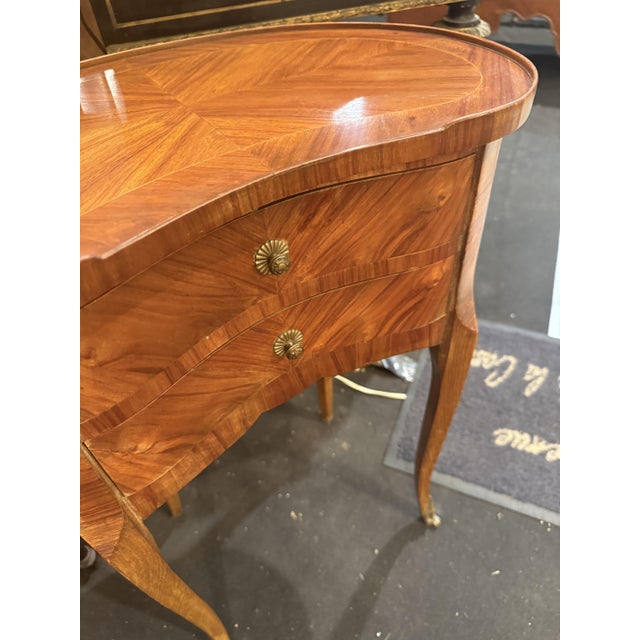 1940s Inlaid Kidney Bedside Table, 1940s For Sale - Image 5 of 6