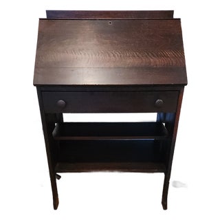 Antique Arts & Crafts MIssion Style Quarter-Sawn Oak Slant Secretary Desk For Sale