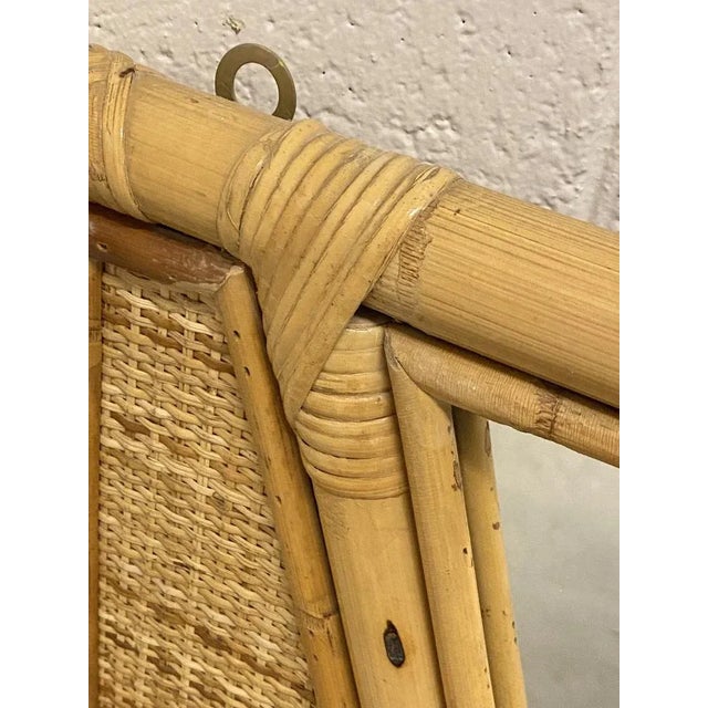 Wicker and Bamboo Mirror, 1970s For Sale - Image 5 of 8