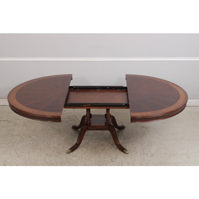 Round Large Banded Mahogany Inlaid Dining Table For Sale - Image 12 of 18