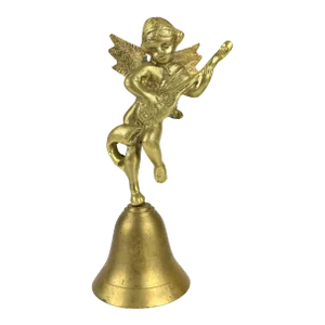 Mid 20th Century Vintage Solid Gold Brass Angle Dinner Bell