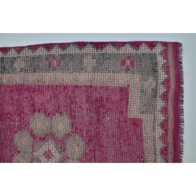 Purple Mid 20th Century Oushak Purple Handknotted Wool Runner For Sale - Image 8 of 10