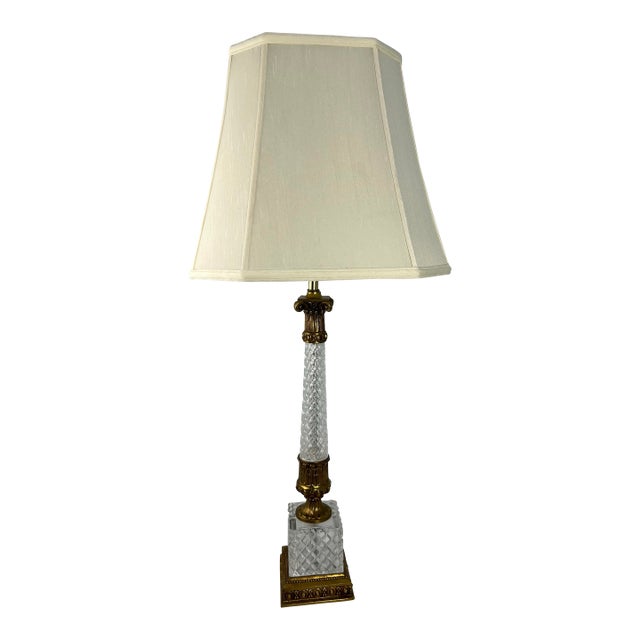 Late 20th Century Jillian Marie Cut Glass Corinthian Column Style Table Lamp For Sale