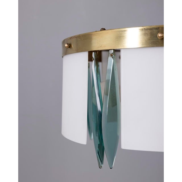Vintage Blue Glass and Crystal Pendant Light, Italy, 1950s For Sale - Image 10 of 16