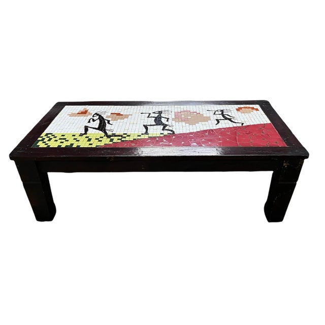 Early 20th Century Kokopelli Figurative Southwestern Mosaic Tile Coffee Table For Sale - Image 9 of 12
