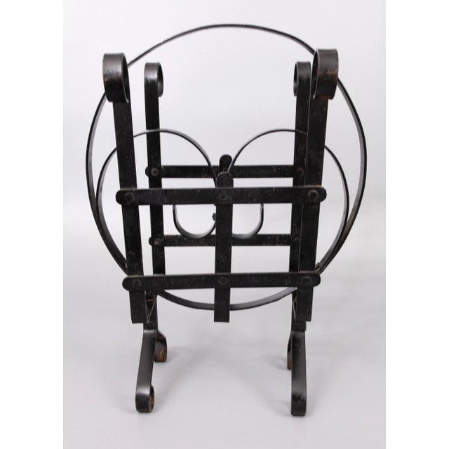 Mid 20th Century French Black Wrought Iron Magazine Rack For Sale - Image 4 of 8