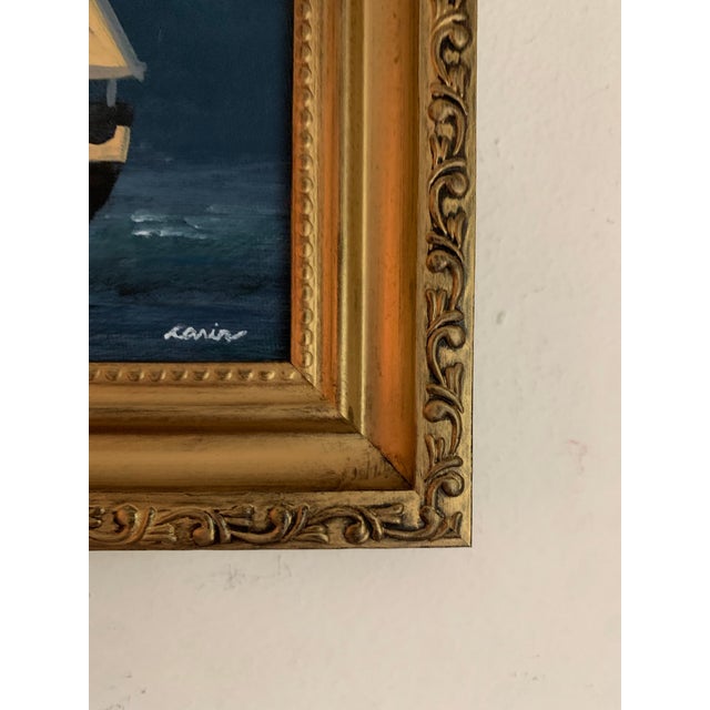 English Contemporary Impressionist Style Seascape Painting on Canvas, Framed For Sale - Image 3 of 6