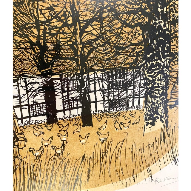 Printmaking Materials Robert Tavener Winter Paddock Lithograph Signed Mid Century English Farm Barn For Sale - Image 7 of 15