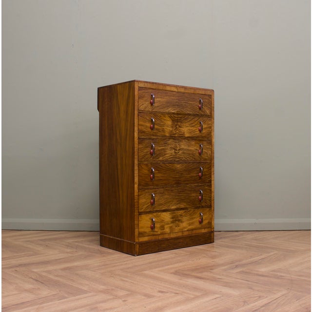 Art Deco Walnut and Veneer Chest of Drawers, 1930s For Sale - Image 4 of 9