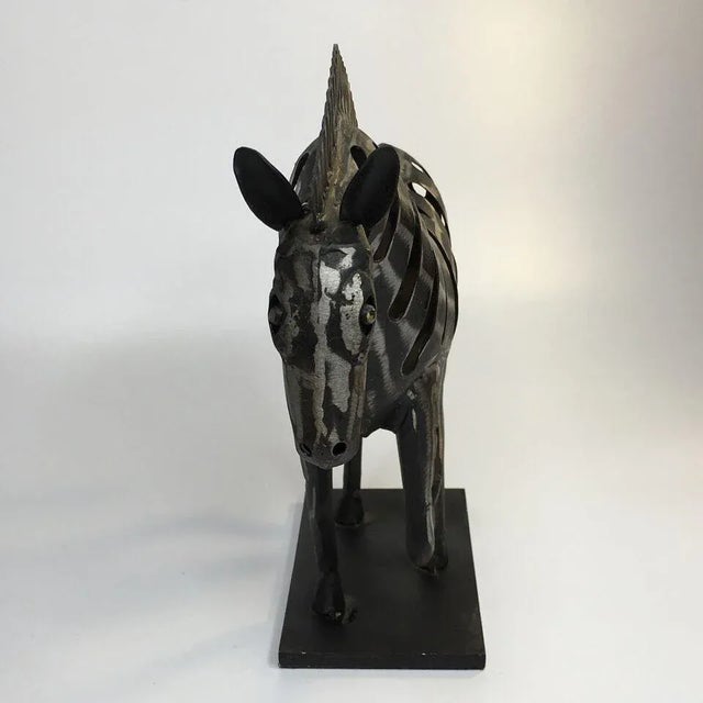 ネルソン・モラレス 抽象彫刻 1993年製 Vintage Brutalist Modern Sculpture Metal Running Zebra Horse