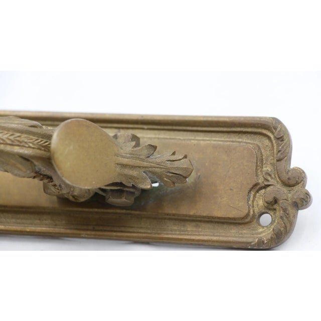 Traditional Vintage 10.125 In. French Brass Door Pull For Sale - Image 3 of 8
