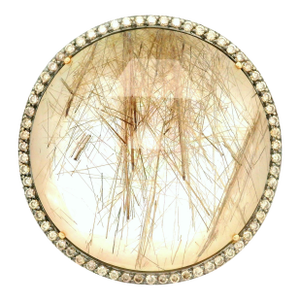 Rutilated-Quartz Mother-of-Pearl Diamond 18k Rose Gold Cocktail Ring, Size 6.25