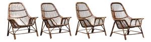 Rattan Armchairs by George Coslin for Gervasoni, Italy, 1960s, Set of 4