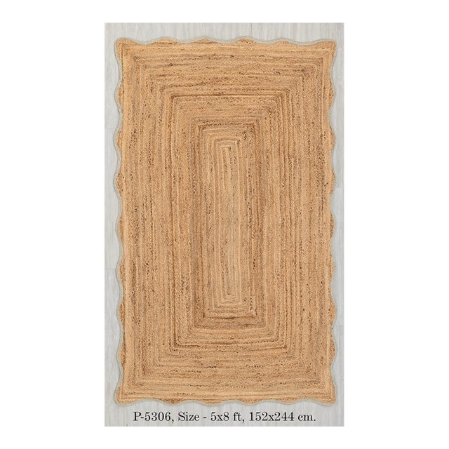 2.6x6Ft. Laurel Wave Scallop Edge Jute Rug For Sale