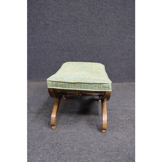 Cherry Wood X-Base Upholstered Bench For Sale In Philadelphia - Image 6 of 8