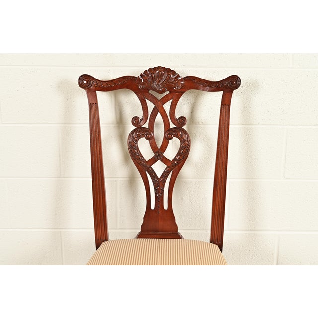 Baker Furniture Chippendale Carved Mahogany Side Chairs or Dining Chairs, Pair For Sale In South Bend - Image 6 of 14