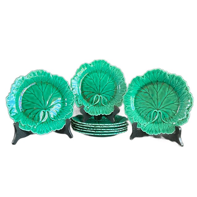 Wedgwood Vintage English Wedgwood Majolica Plates - Set of 8 For Sale - Image 4 of 9