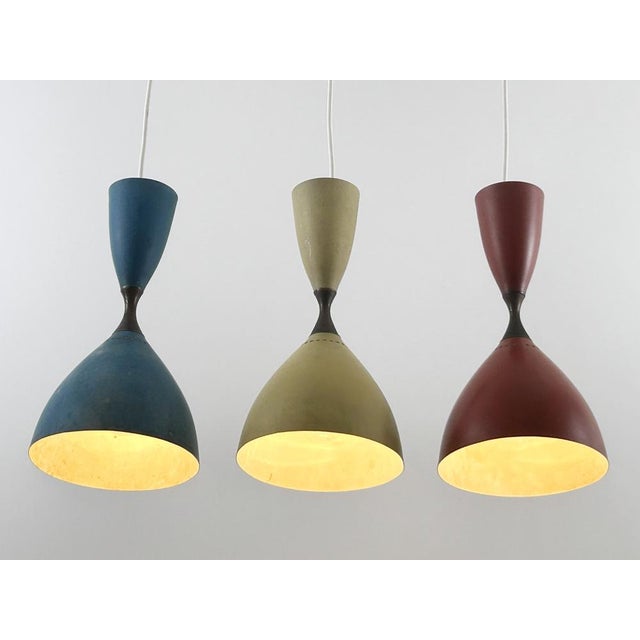 Vintage Diabolo Pendant Lamps by Svend Middelboe for Nordisk Solar, 1950s, Set of 3 For Sale - Image 12 of 18