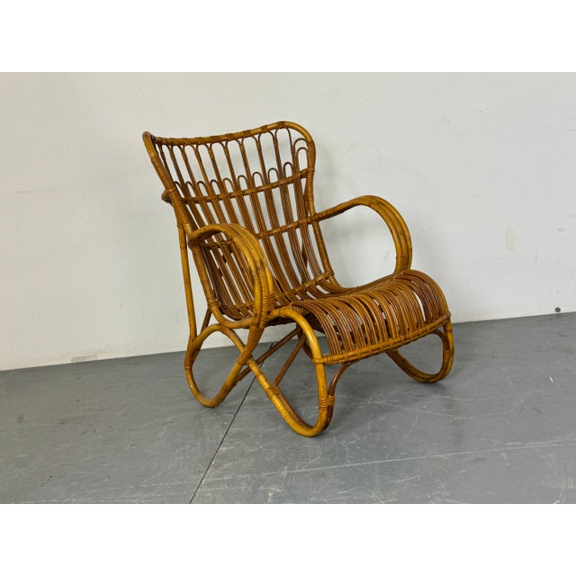 Vintage Rattan and Bamboo Easy Chair by Rohé Noordwolde, 1950s For Sale - Image 4 of 7