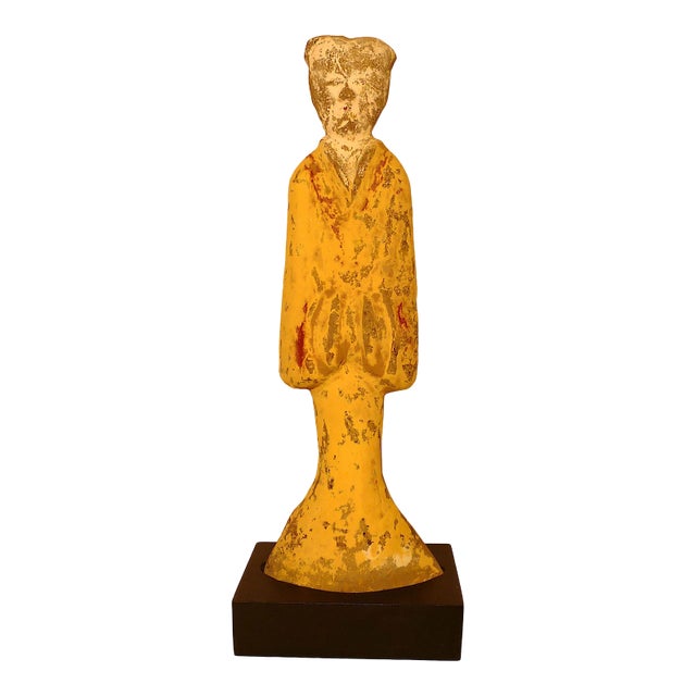 Large Chinese Painted Pottery Figurine of a Court Lady, Han Dynasty For Sale