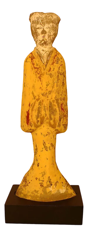 Large Chinese Painted Pottery Figurine of a Court Lady, Han Dynasty