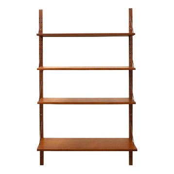 Danish Wall Shelving in Teak and Brass, 1960s, Set of 6 For Sale