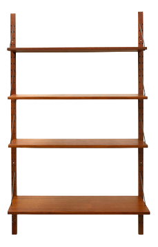 Danish Wall Shelving in Teak and Brass, 1960s, Set of 6
