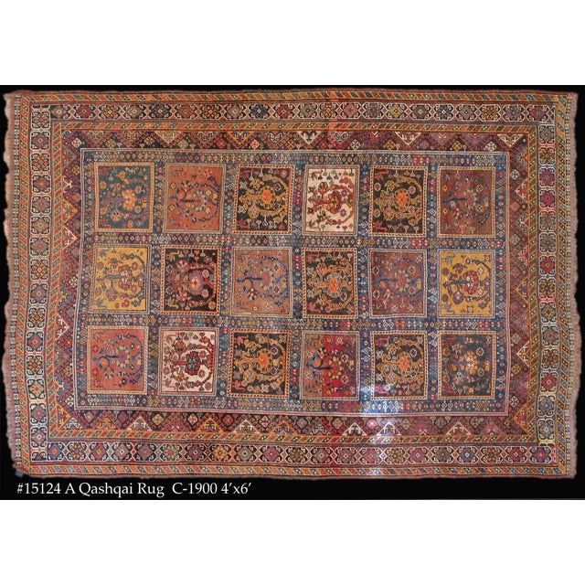 Late 19th Century Antique Persian Qashqai Garden Rug 4' X 6' For Sale - Image 5 of 11
