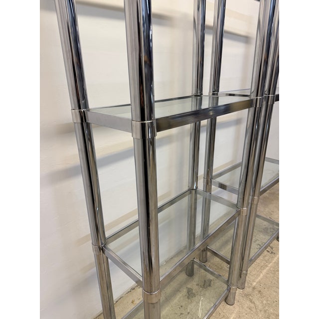Mid-Century Chrome and Glass Etageres or Bookcases, 1970s - A Pair For Sale In Miami - Image 6 of 15