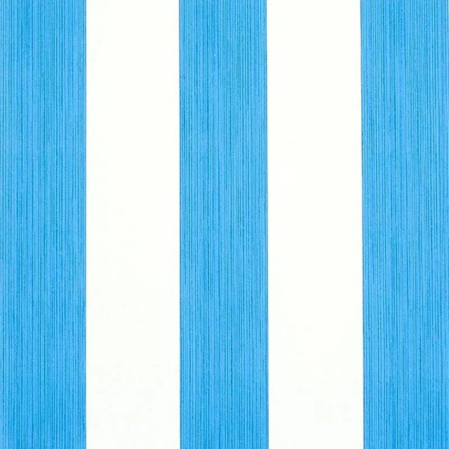 Schumacher Edwin Stripe Wide Wallpaper in Cobalt For Sale