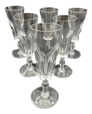Polignac Model Champagne Glasses in Baccarat Cut Crystal, 1957, Set of 6