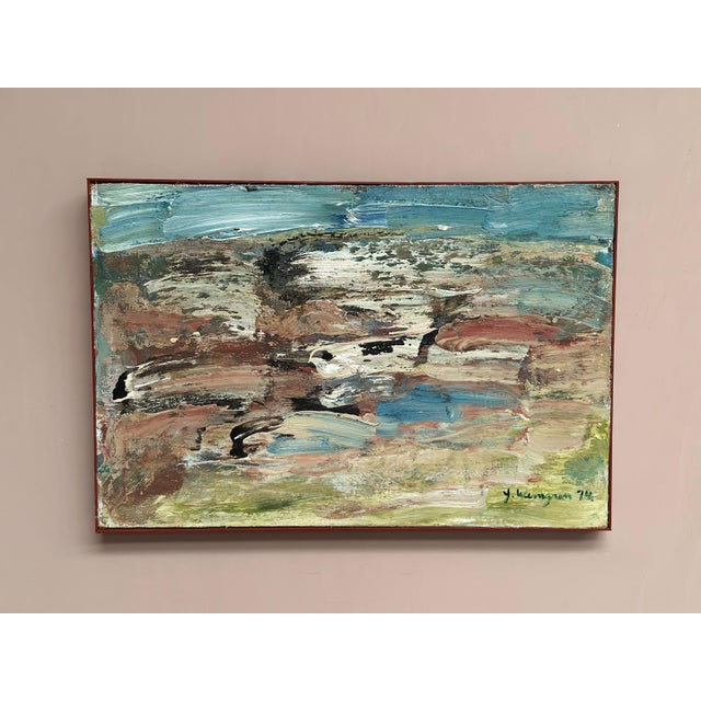 Original Vintage Swedish Oil on Canvas – “Komposition” by Yngve Werngren – Signed & Dated 1974 – Mounted on Panel – Framed...