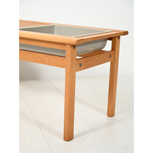 Wood Oak Bench with Built-In Planter, 1960s For Sale - Image 7 of 11