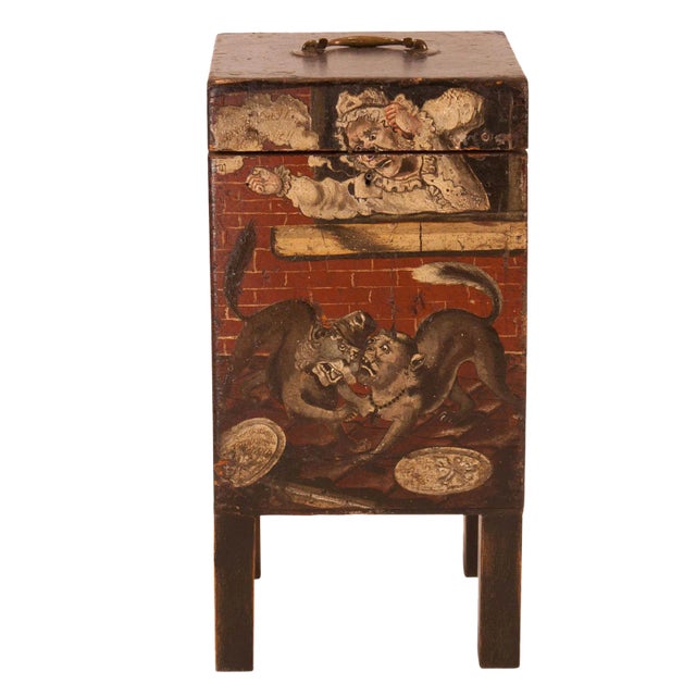 19th Century Small Painted Four-Bottle Cellarette For Sale