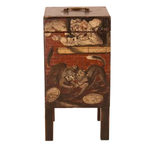 19th Century Small Painted Four-Bottle Cellarette